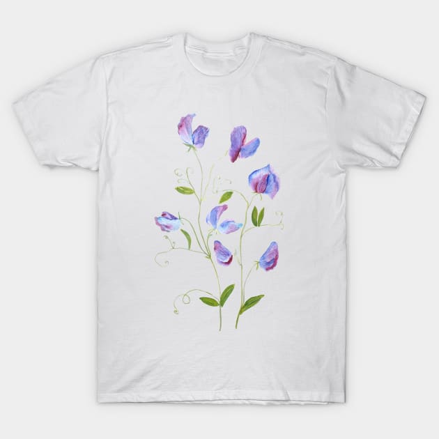 purple sweat peas flowers 2021 T-Shirt by colorandcolor